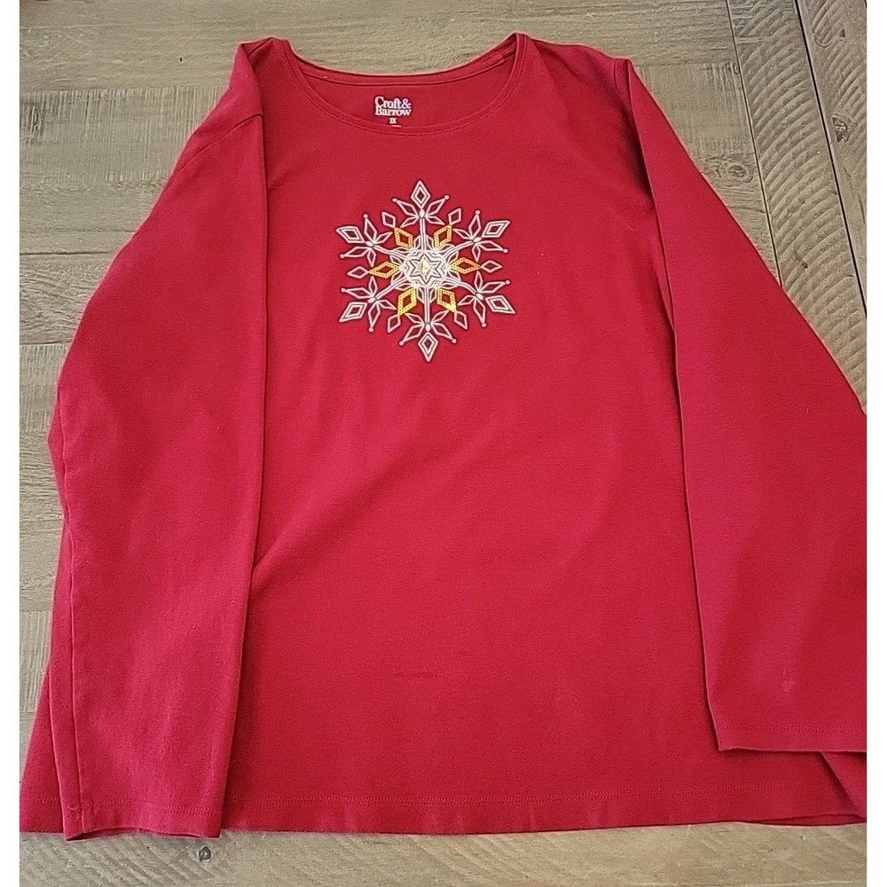Vintage Women's Croft & Barrow 2x Christmas Shirt‎ Embellished